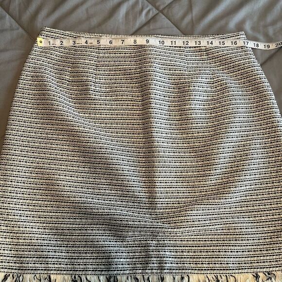 Loft Black/White Tweed Fringe Bottom Mini Skirt - Picture 8 of 9